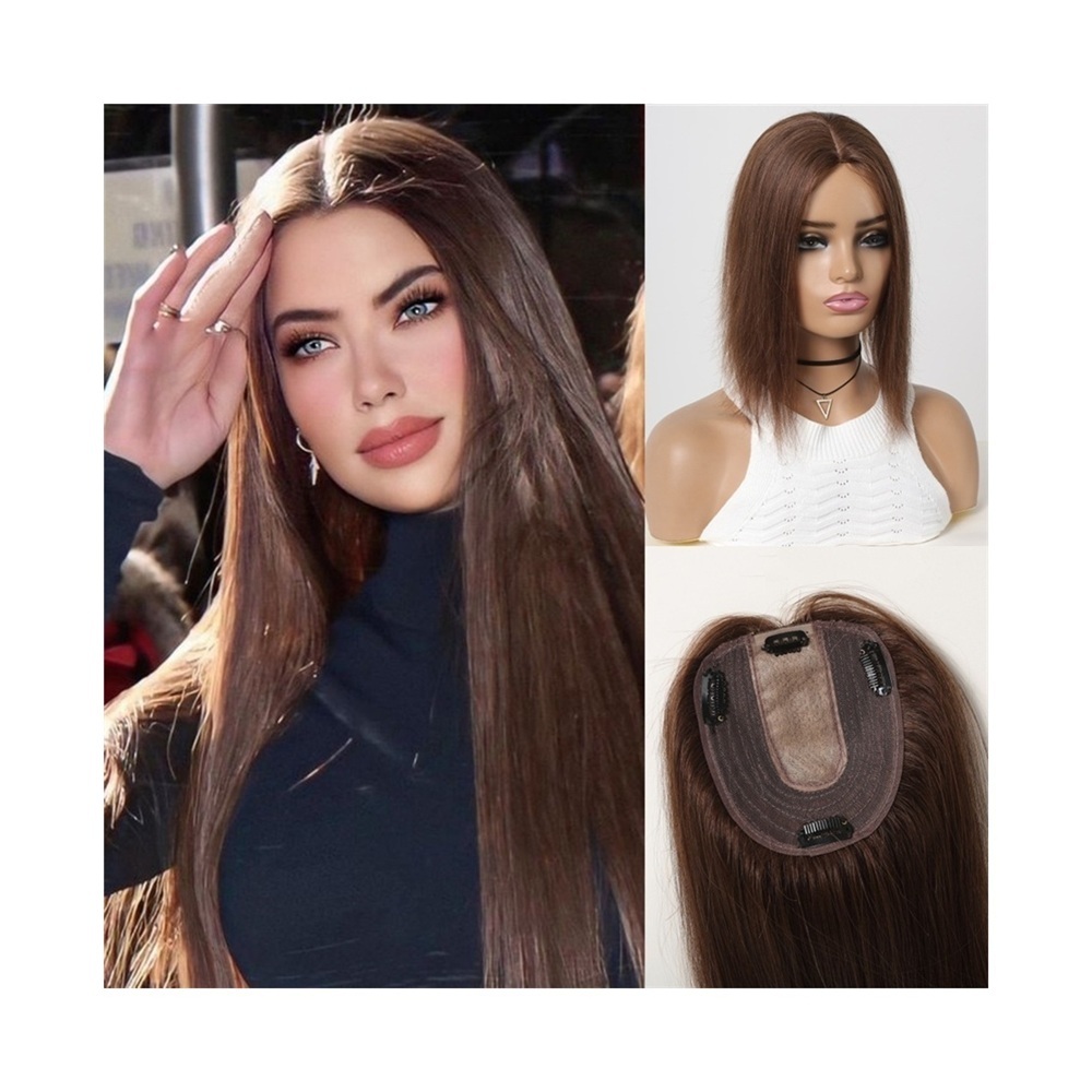 Explore Hair Toppers and Wigs in Blonde, Curly, and Grey Shades display picture 3