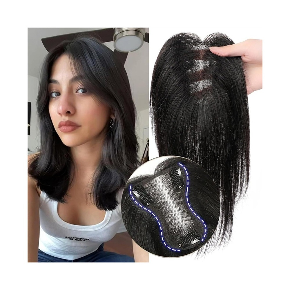 10-Inch Human Hair Topper for Thinning Hair, Swiss Base, 360 Coverage Amazon.com : Swiss Base Real Human Hair Toppers for Women  main image 4