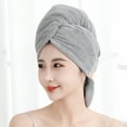 thumbnail image 1 of Hair Towel, Coral Fleece Hair Drying Cap, Fast Absorbent Hair Wrap Turban for Women Men After Shower(Gray), 1 of 6