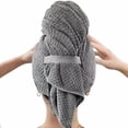thumbnail image 1 of Hair Towel Hat Absorbing Large Wrap with Elastic Strap Fast Drying Anti Frizz Solid Color Towel Wrap, Bath Towel, 1 of 7