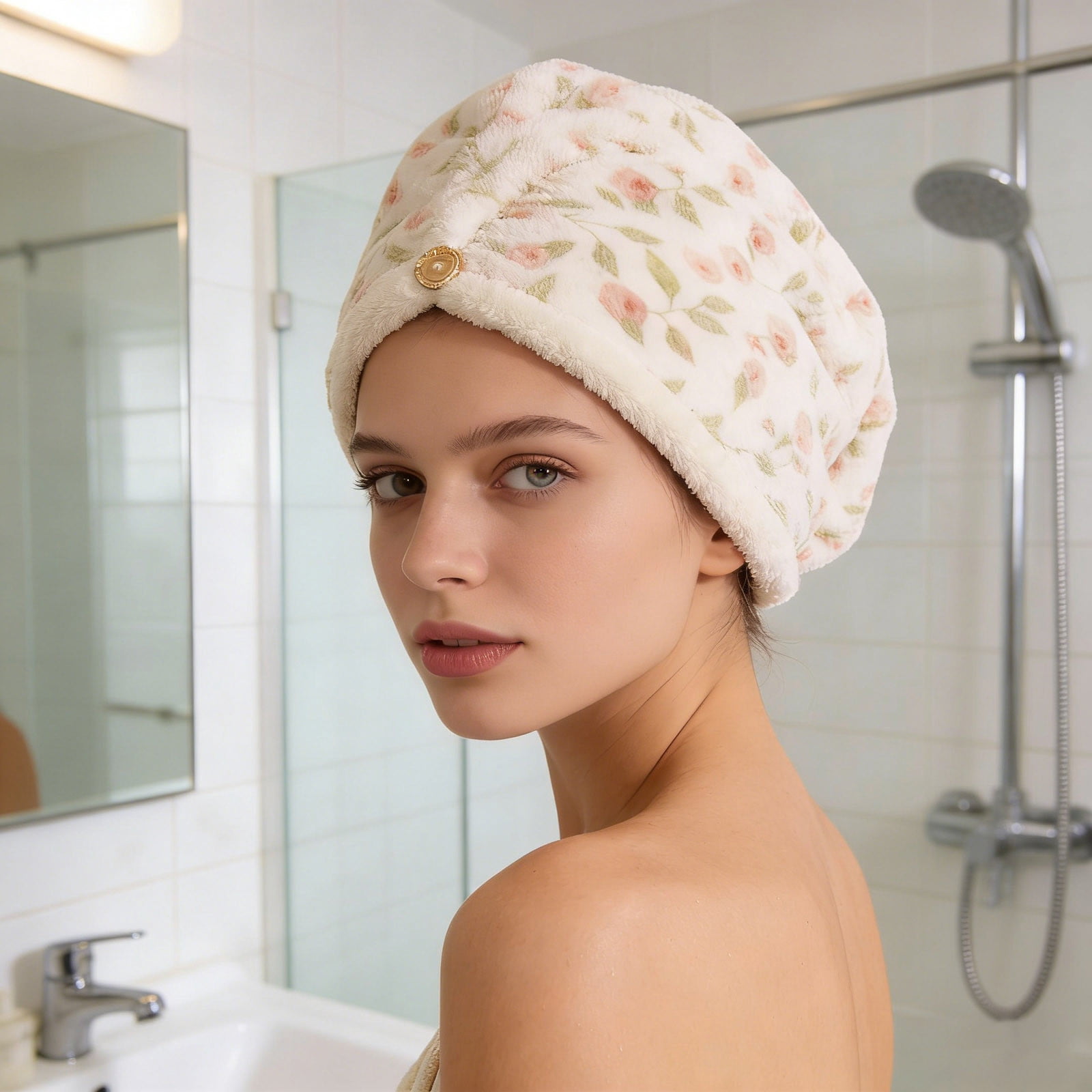 Hair Towel Wrap Cute Pastel Floral Print Microfiber Hair Drying Towel ...
