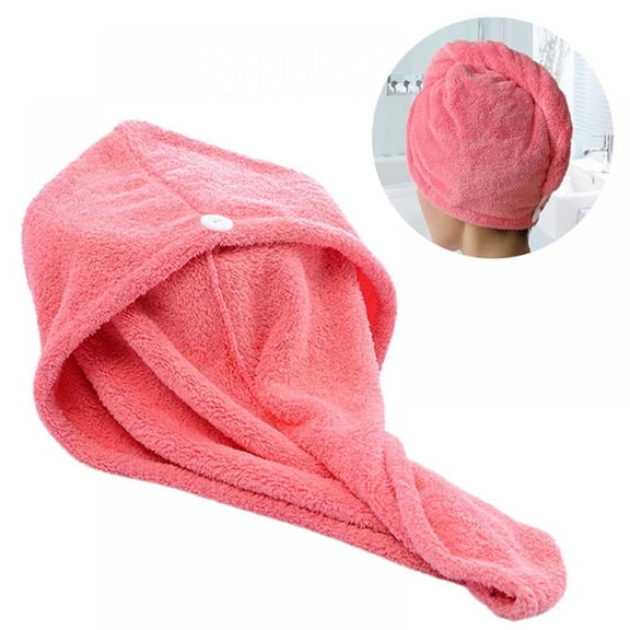 Hair Towel Wrap Turban Coral Fleece Drying Bath Shower Head Towel with Buttons, Quick Magic Dryer, Dry Hair Hat, Wrapped Bath Cap