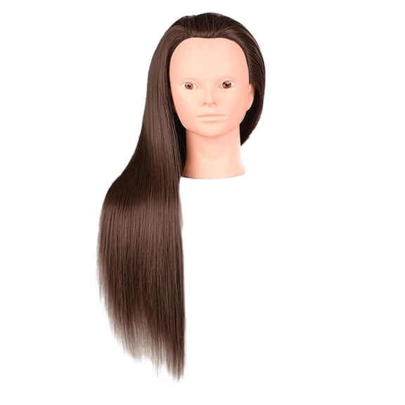 Hair Training Head Mannequin Head Hairstyling Multipurpose Long Hair Manikin Doll Head for Cutting DIY Cosmetology School Students Braid , Brown without Makeup