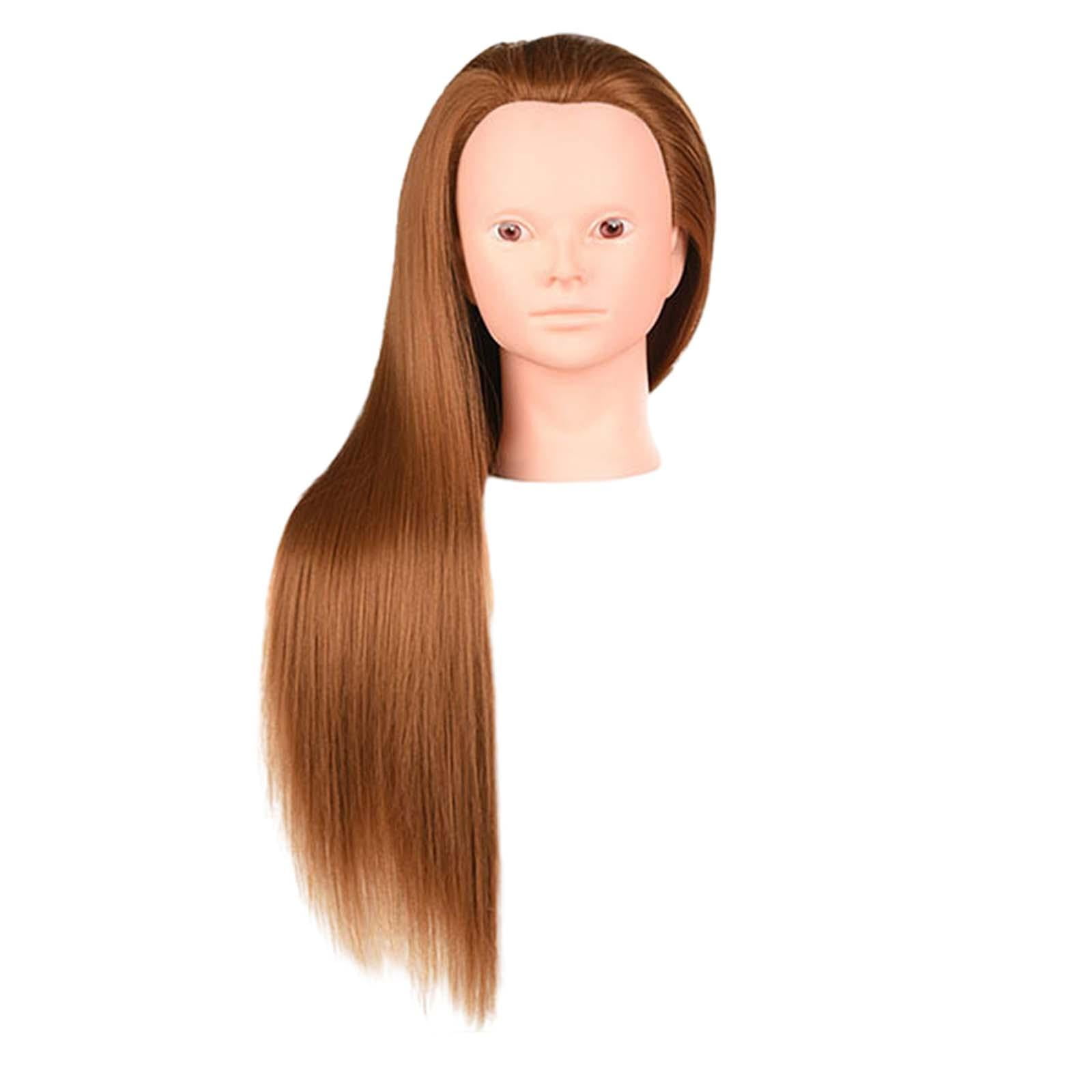 Hair Training Head Mannequin Head Hairstyling Multipurpose Long Hair Manikin Doll Head for Cutting DIY Cosmetology School Students Braid , Gold without Makeup