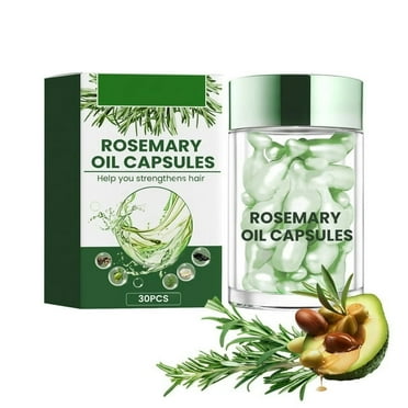 Hair Treatment Serum Oil Capsules, Rosemary Hair Repair Oil, Natural Essential Oil, Moisturizing Hair Serum,Strong Hair Roots，Scalp Treatment, Thickening Moisture, 30 Capsules