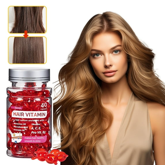 Hair Treatment Serums Capsules for Women - Hair Vitamin Serum, Enriched with Vitamin A C E B5, No Rinse with Moroccan/Macadamia/Avocado Oil for Hair Repair, Moisturizing