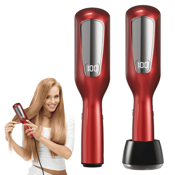 Hair Trimmer Automatic Home Care Clipper 2-in-1 for Dry Damaged Splitting Broken Brittle Straight Curly Frizzy Beauty Styling - Red