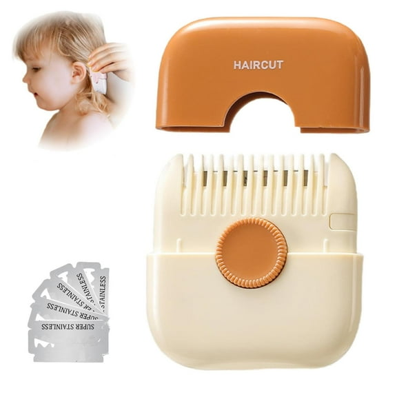 Hair Trimmer for Kids, Trim Baby Hair Gentle and Safe, Hair Trimming and 2 in 1 Bangs Trimmer, Dual-Side Design, Blades Replaceable(Orange)
