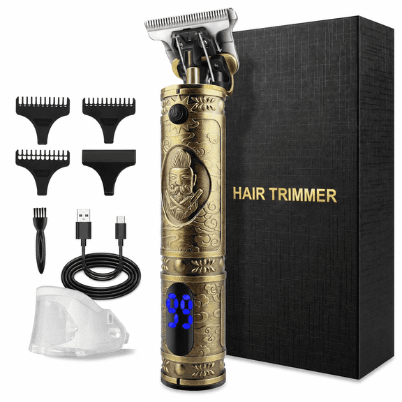 RNKR Cordless Hair Clipper for Men, T-Blade Trimmer w/ 3 Combs, 180min Runtime, USB Fast Charge, Low Noise - Bronze