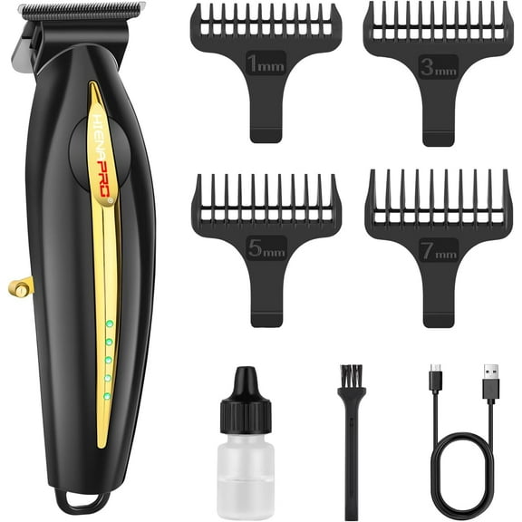 Hair Trimmer for Men, Zero Gapped Cordless Hair Clippers with Precision Blade, Rechargeable Barber Clipper with USB-C Charging, Black