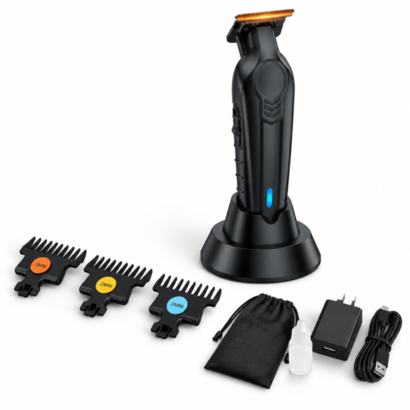 Hair Trimmer for Men, Zero Gapped T-Liner Clipper with DLC, Barber-Grade Cordless Trimmer Kit