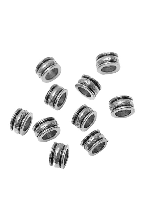 Hair Tube Beads - Mini Aluminum Alloy Braiding Beads - Vintage Silver for Beards/Braids/Bracelets - Lightweight Easy Use Accessories