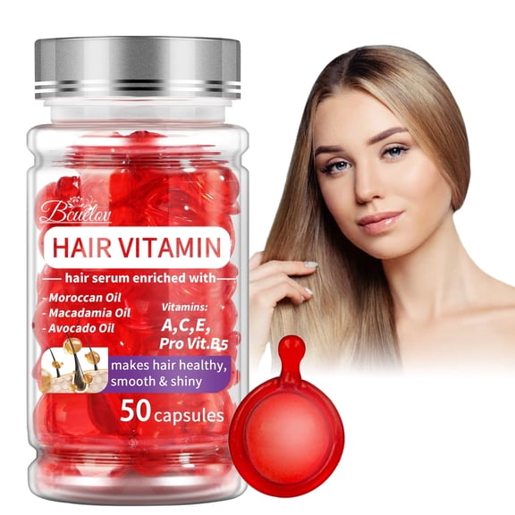 Hair Vitamin Oil 50 Capsules Argan Oil, Macadamia Avocado Oils Vitamins A, E, Pro B5 Hair Gloss