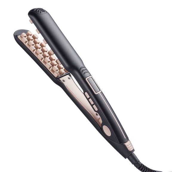 Hair Volumizing Iron for Root Lifting, Professional Ceramic Crimper for Instant Volume and Texture, Anti-Scald Flat Iron for Fine and Thin Hair, Black