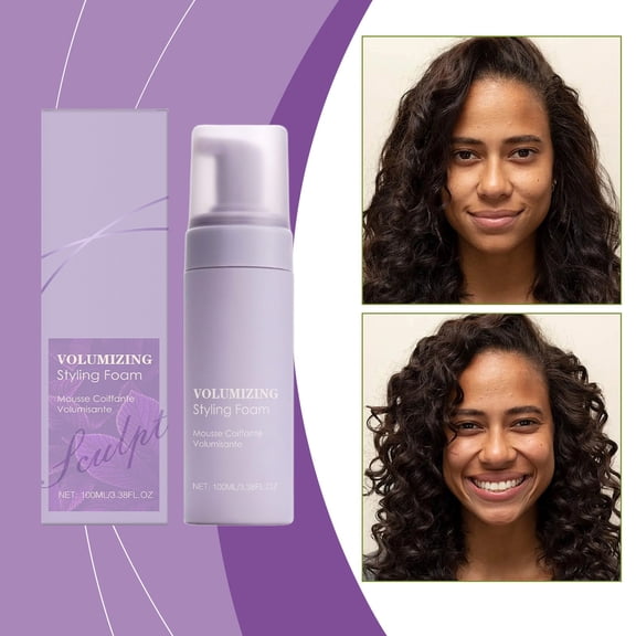 Hair Volumizing Mousse - 3.38 Fl Oz (100ml) For Flat & Thinning Hair, 24-Hour Anti-Frizz & Humidity Resistant, Non-Sticky Formula, Soft Bouncy Hair, Heat Protection & Nourishing, Unisex Travel-Size