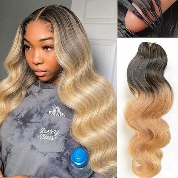 Hair  Wave Mix 1BT27 Color Crochet Human Hair Pre-Separated Invisble  Loop Human Crochet Hair Extensions Seamless and Knotless  Crochet Human Hair 18" 50 Strands(1 Pack 60g)