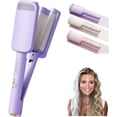 thumbnail image 1 of Hair Waver Crimper, Curling Iron Hair Crimper Waver, Beach Waves Curling Wand, Ionic Deep Waver Hair Curler Tool with Ceramic 3 Barrel for Women, Dual Voltage, Anti-Scald, 1.25 Inch (Purple), 1 of 8