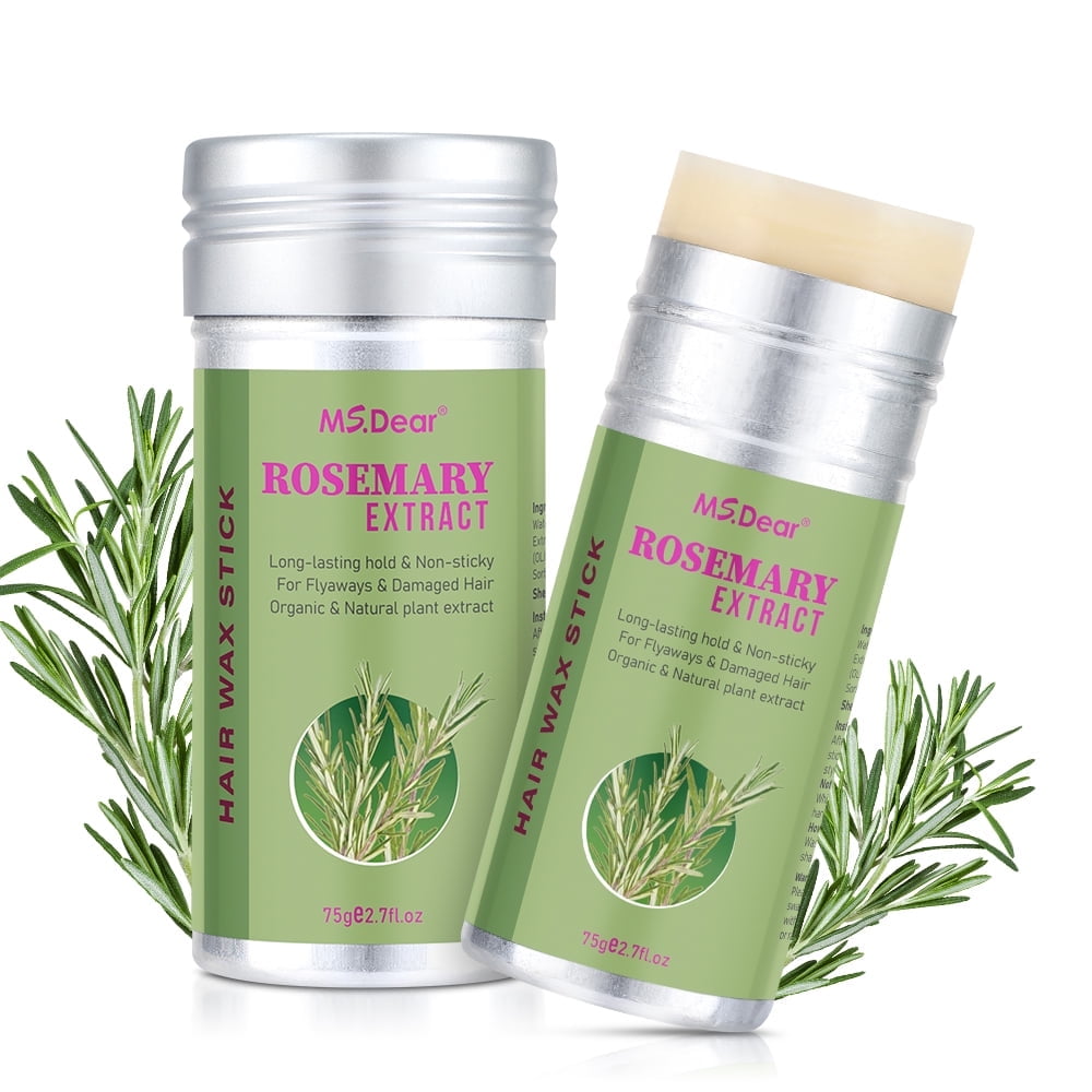 2Pack Hair Wax Stick, Rosemary Wax Stick for Flyaways Frizz Control - Rosemary Olive Essential Oil Blend Sculpt Wax Stick Styler Infused with Moisturizing Beeswax, Non-greasy Wigs Edge Styling Wax