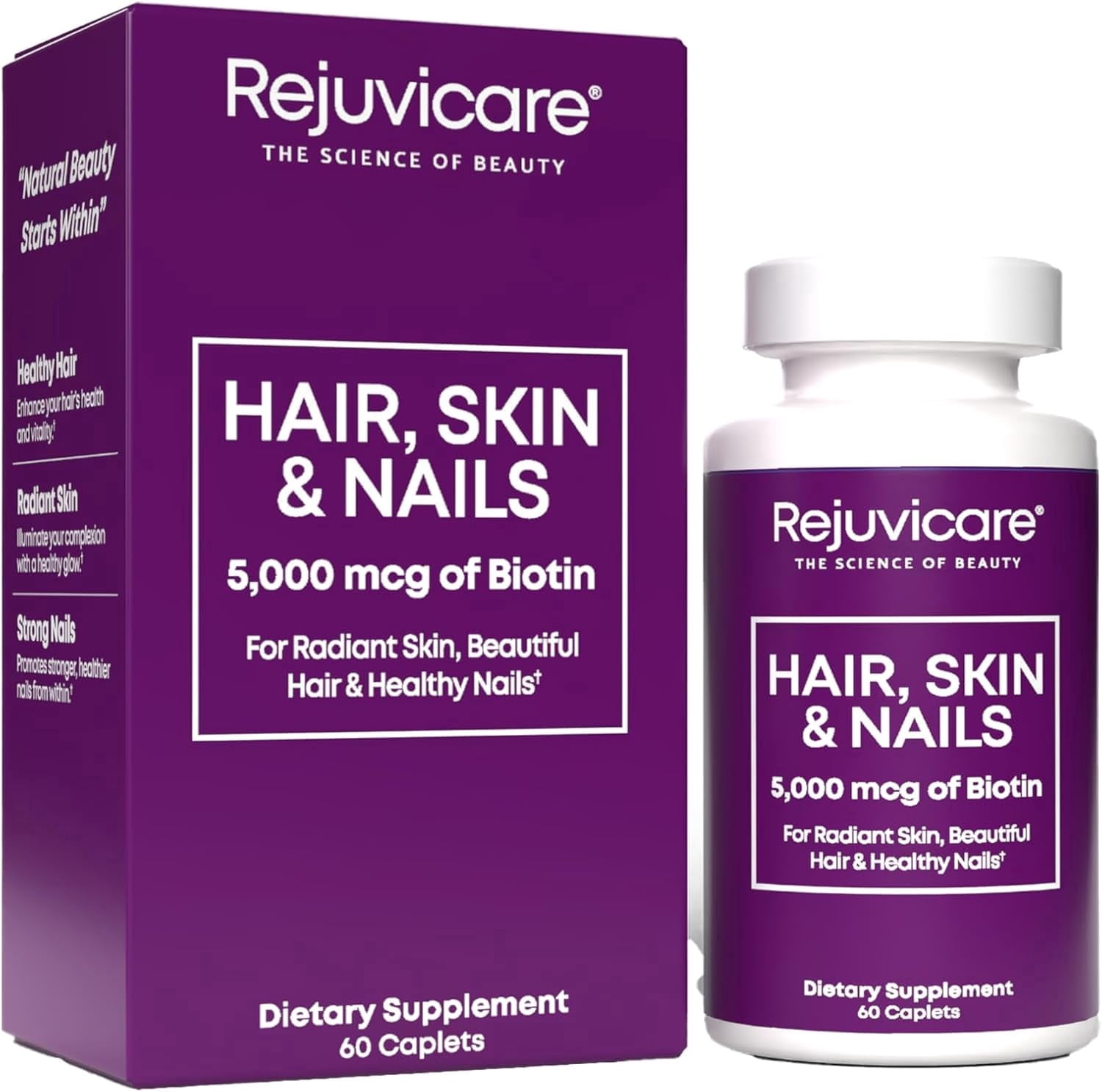 Rejuvicare Hair Skin and Nails, Hair Growth Support, Healthy Skin ...