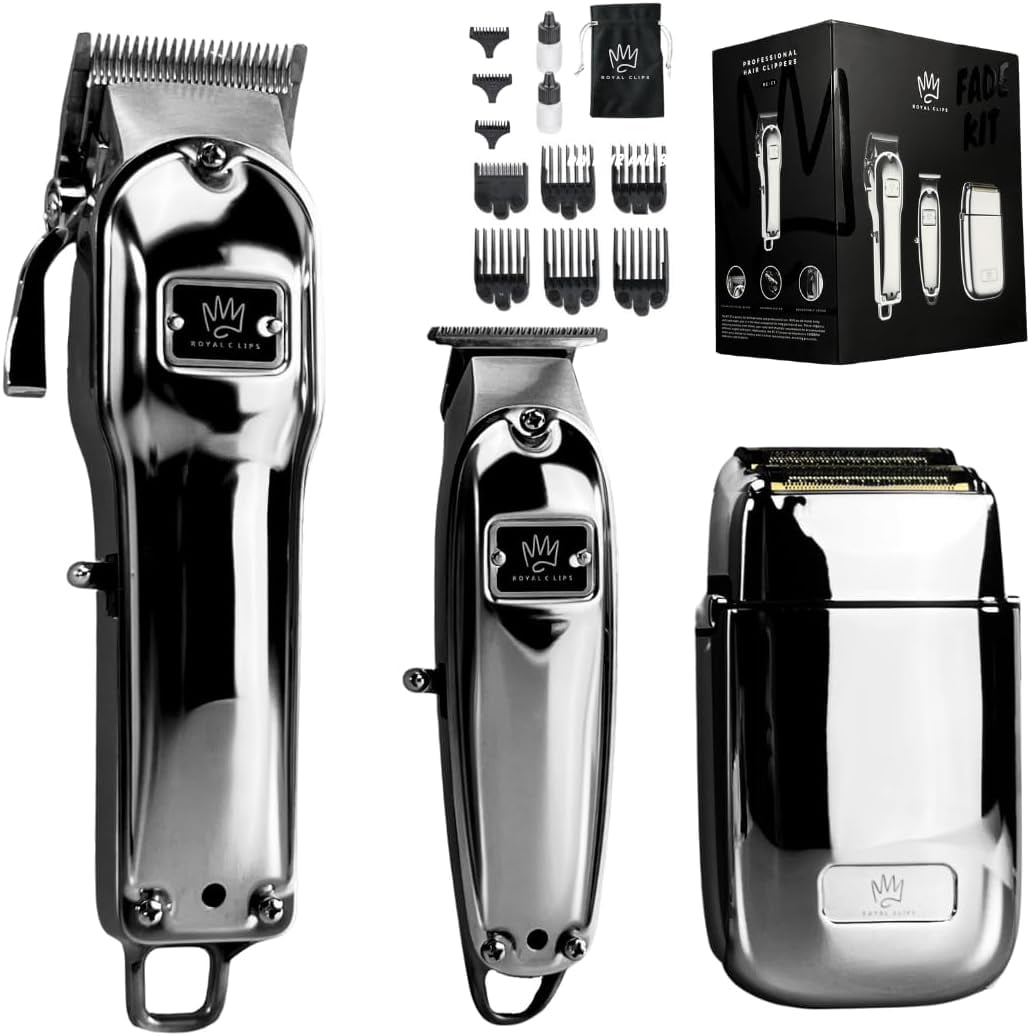 Hair and Beard Fade Kit Clippers, Trimmer and Foil Shaver Bundle 5
