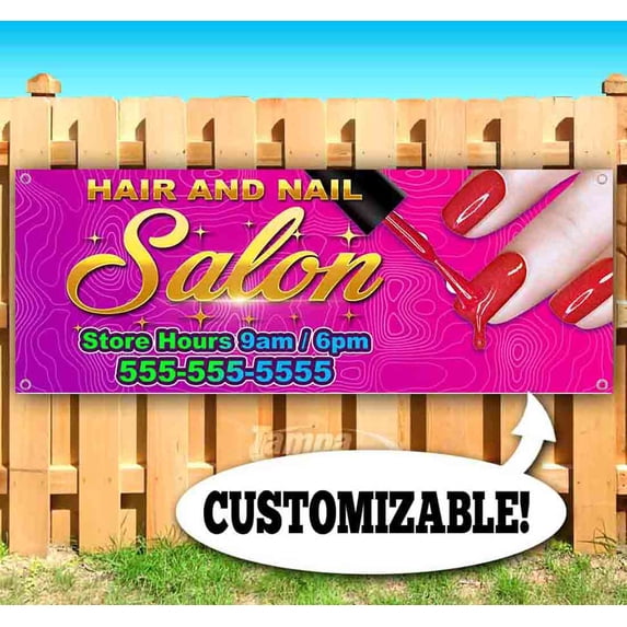 Hair and Nail Salon Customizable 13 oz Vinyl Banner With Metal Grommets