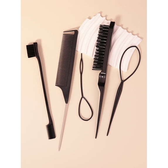 Hair brush and braid set, 5pcs/set, tear comb brush, edge brush, braid tool, hair braiding tool, suitable for women and men