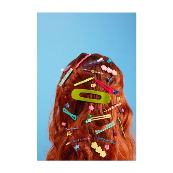 Hair clip obsession - Photography Fashion Pop Art Whimsical Portrait Humor Unframed Wall Art Print 4 x 6 inches