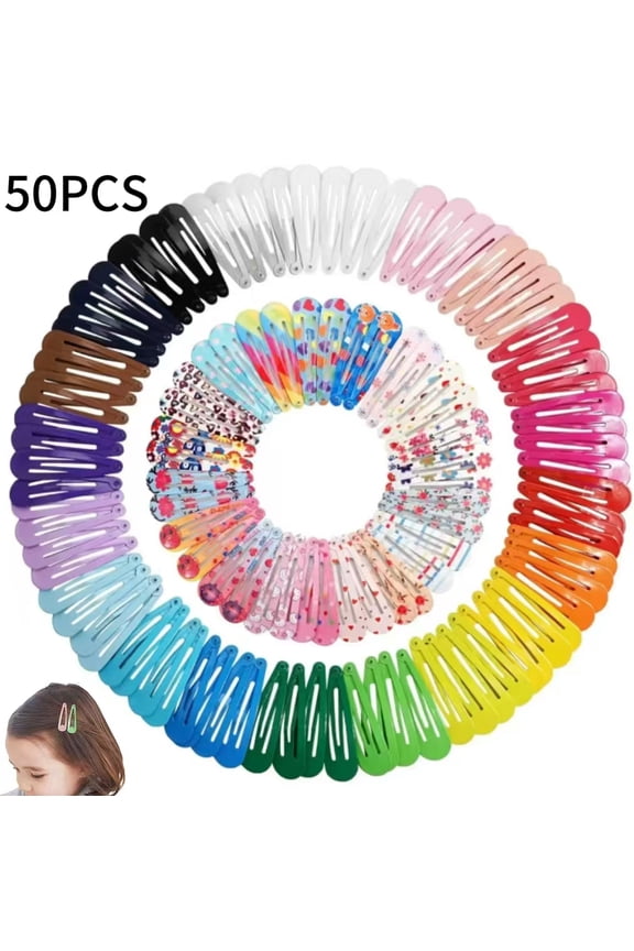 Hair clips, 50 pieces of fast clip candy colored shiny 2-inch anti slip metal hair clips, suitable for baby and girl hair clips, a gift for girls.
