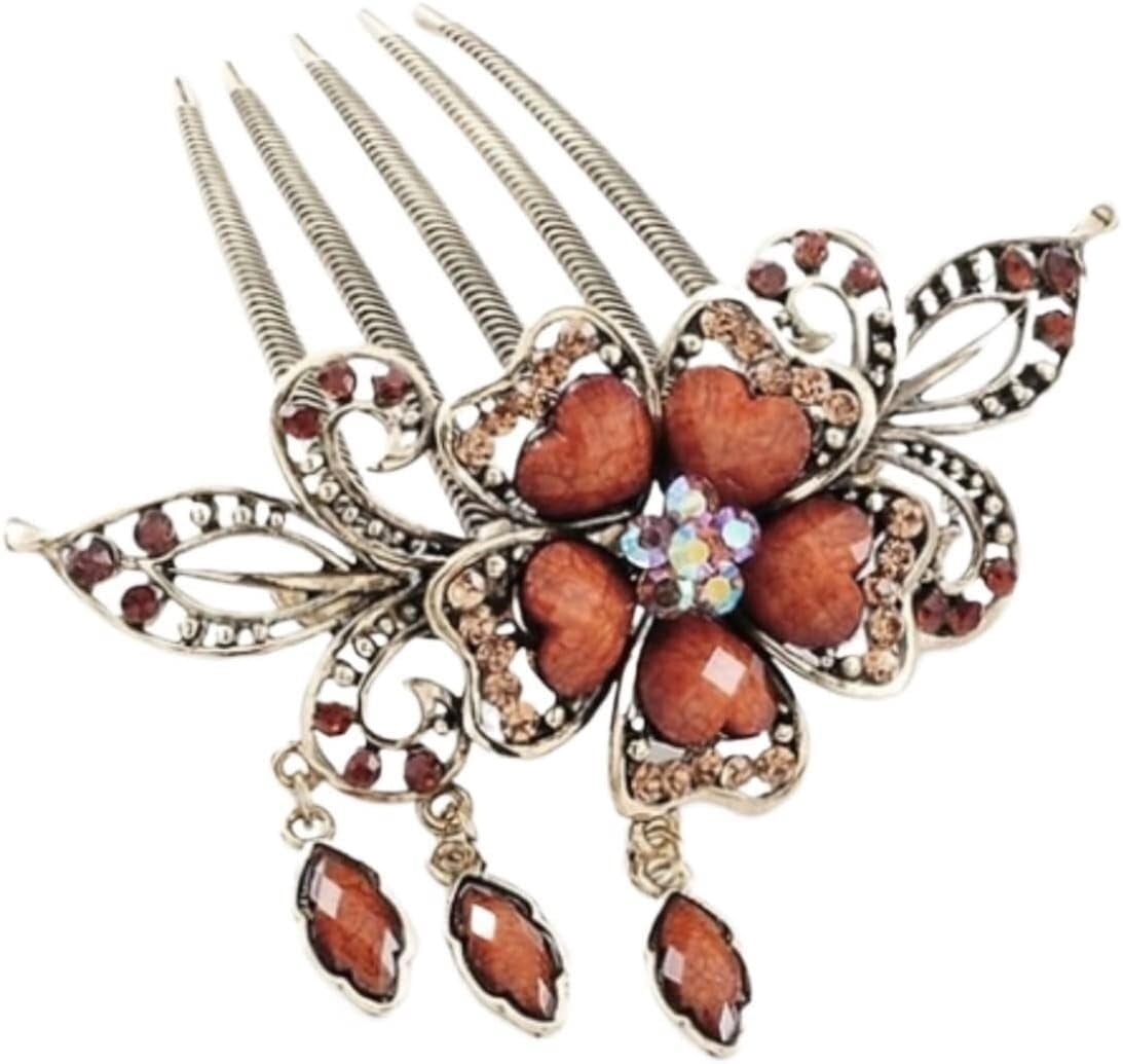 Hair jewelry,Hair Comb Wedding Bridal Hair Accessories Women Hair Side Comb Accessories with Tassel Retro Decorative Hair Comb Clips Rhinestone Flower Hair Side Combs