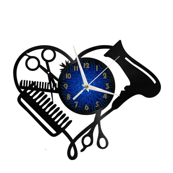 Hair salon tools Vinyl Record Wall Clock for Kitchen Wall Decor Wall Art Gift for Lover Gift Idea for a Best Friend(B)