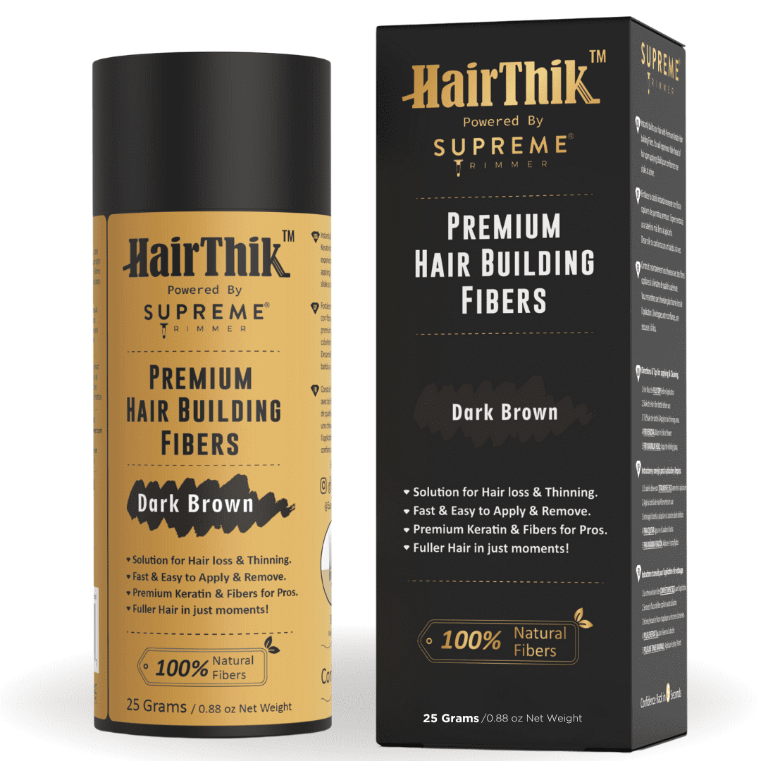 HairThik Hair Building Fibers - Instantly Fill in Fine or Thinning Hair for Thicker, Fuller-Looking Hair for Men & Women – Hair Thinning & Balding solution | DARK BROWN, 25 Grams - HFR/25DB