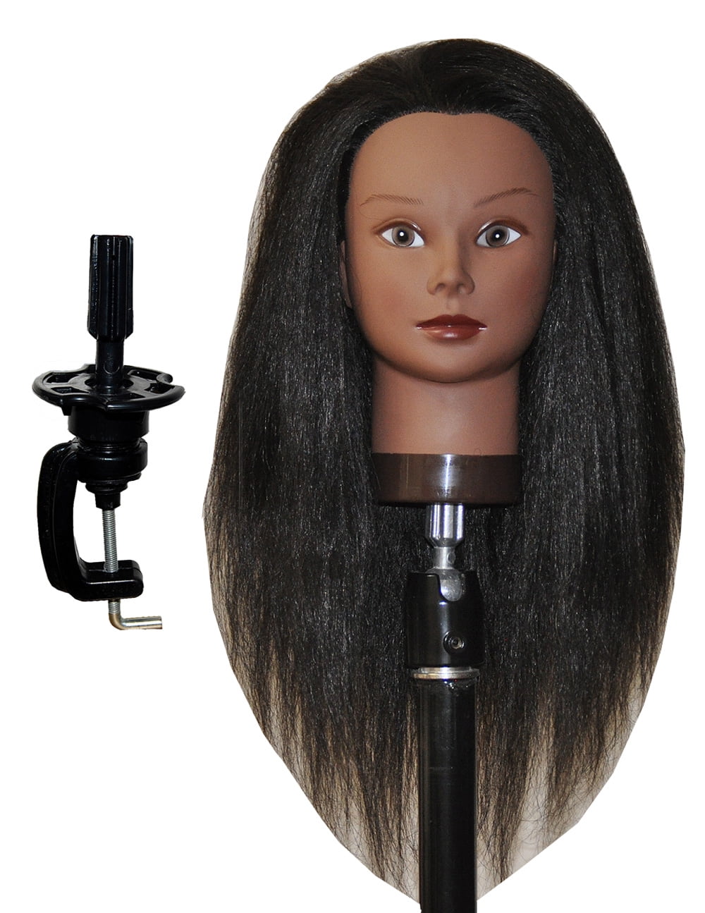 HairZtar HAZEL Cosmetology Mannequin, Real Yak Hair, Medium Brown
