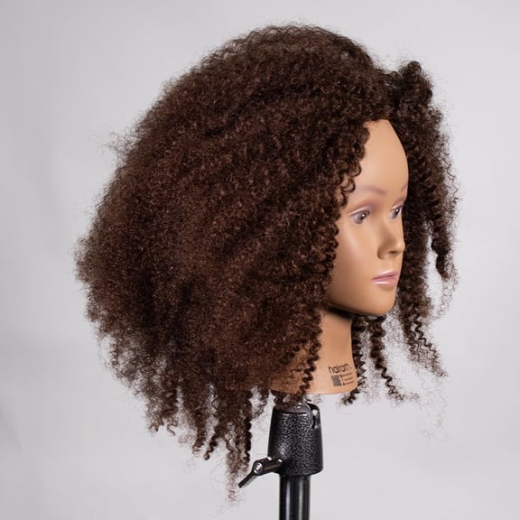 Hairart Professional Mannequin Head with 12 Inch Human Hair, 3mm Curl Pattern, Brown, for Braiding and Styling Practice$$Furniture