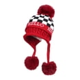 thumbnail image 1 of Hairball Bib Earflap Cap Female Knit Bonnet Winter Outdoor Riding Sets Knitted Beanies Hats Hat Scarf Set Beanie Caps Women Hat Scarf RED HAT, 1 of 8