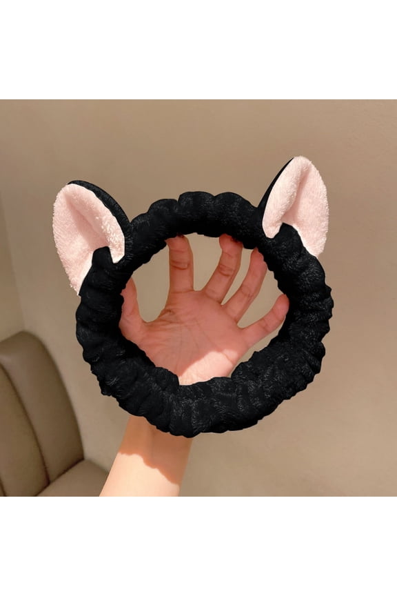 Hairband Cat Coral Plush Headband Cute Soft Hair Bow Headband Hairband Wash Face Makeup Headband Bandage Girl Accessories