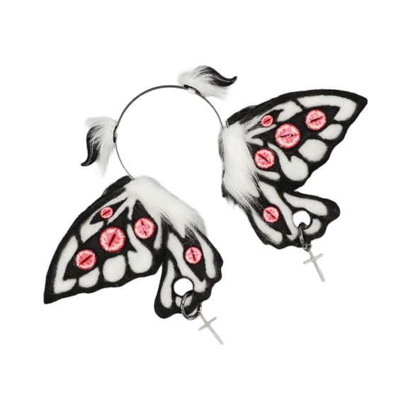 Hairband for Party Japanese Moth Wing Hairhoop Halloween Theme Event Hairband Masquerades Dressingup Headpiece