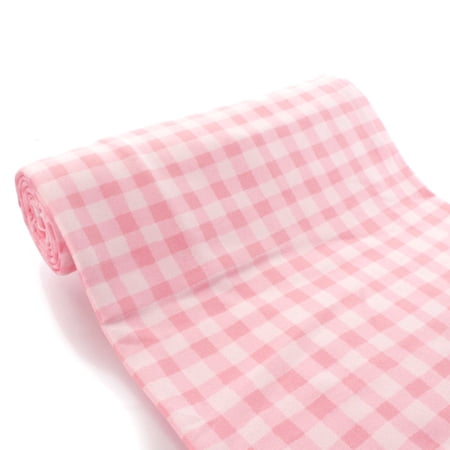 Hairbow Center 6" Double Brushed Polyester Pink Gingham Plaid Sewing & Craft Fabric, Pre-Cut Strip