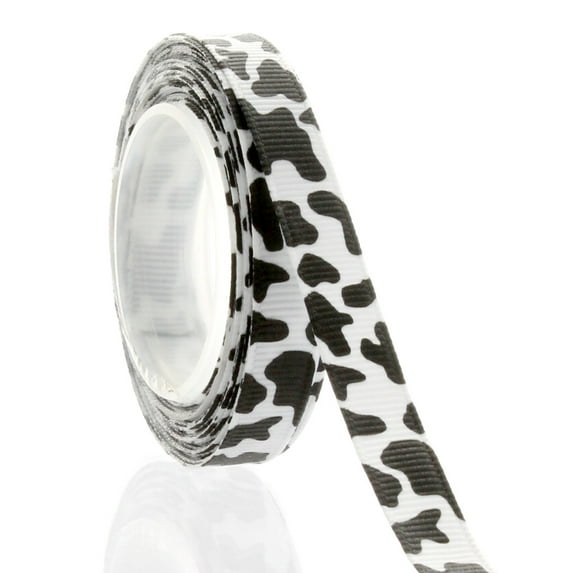 Hairbow Center Grosgrain Ribbon, Cow Print, 5 Yards, 3/8"