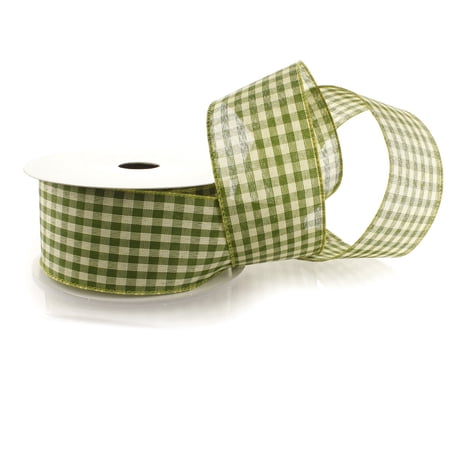 Hairbow Center Multi-color Polyester Traditions Small Check Gingham Plaid Wired Ribbon, 900" x 2.5"