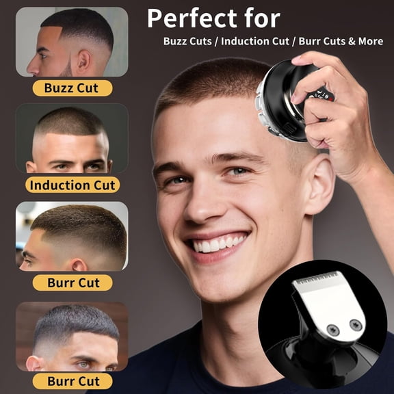 Haircut Kit for Men with Trimmer –   for Buzz Cut, Crew Cut, Flat Top – LED Display, Waterproof, USB Rechargeable, Home Use with 2 Guards