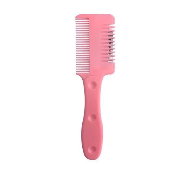 Haircut Razor Comb, Dual-Sided Razor, Haircut Razor Comb Hair Cutting Comb, Hair Styling Razor Scissors Comb for Salon & Home Styling Split Ends - Pink