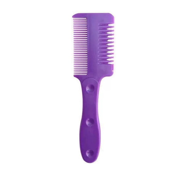 Haircut Razor Comb, Dual-Sided Razor, Haircut Razor Comb Hair Cutting Comb, Hair Styling Razor Scissors Comb for Salon & Home Styling Split Ends - Purple
