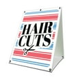 thumbnail image 1 of Haircuts 18" x 24" A-frame Sidewalk Sign| Advertise Your Business | Images On Both Sides | Barber Shop Beauty Hair Salon | Made in The USA, 1 of 3