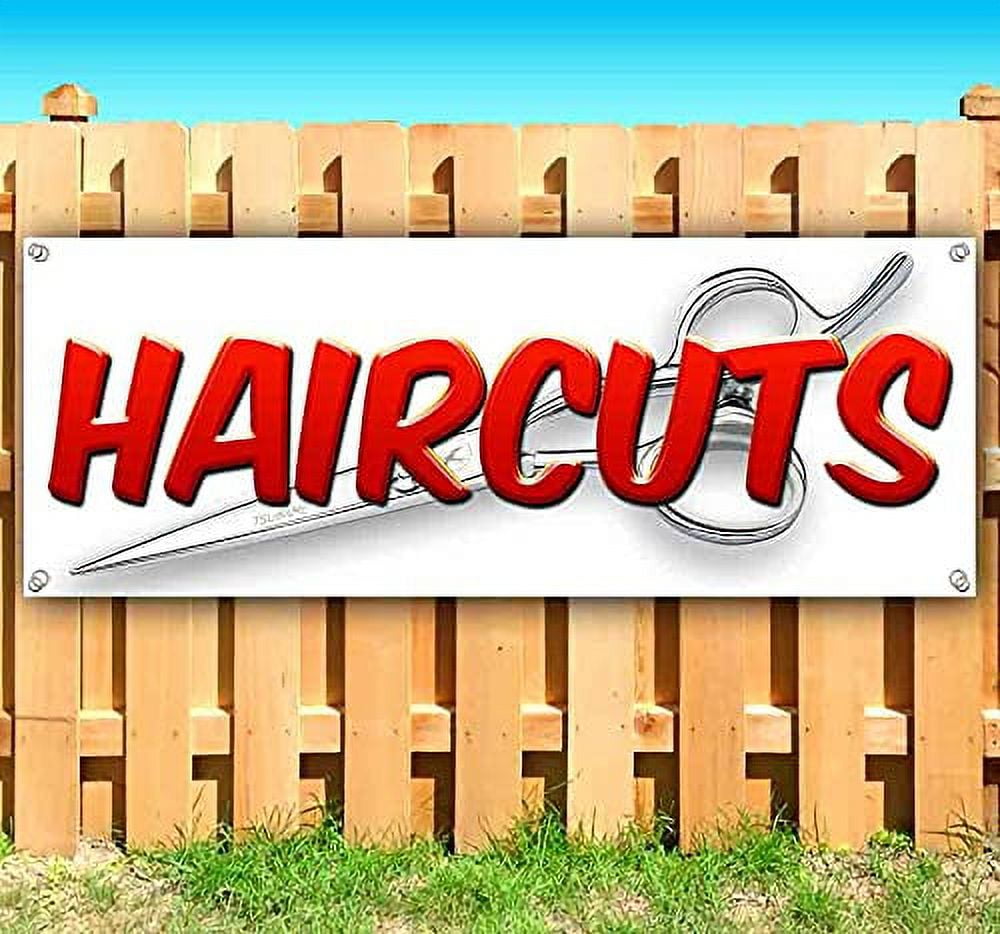 Haircuts Banner NonFabric HeavyDuty Vinyl SingleSided with Metal