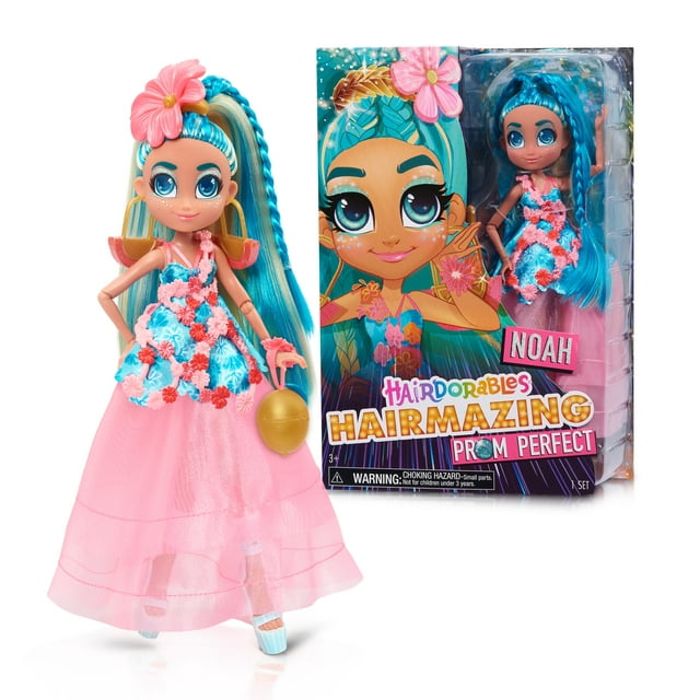Hairdorables Hairmazing Prom Perfect Fashion Dolls, Noah, Blue and Blonde Hair,  Kids Toys for Ages 3 Up, Gifts and Presents