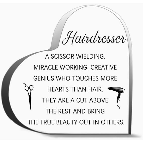 Hairdresser A Scissor Wielding Decor Acrylic Heart Gifts Sign Office Art Decorations 4"L x 4"W x 0.4"H Inch
