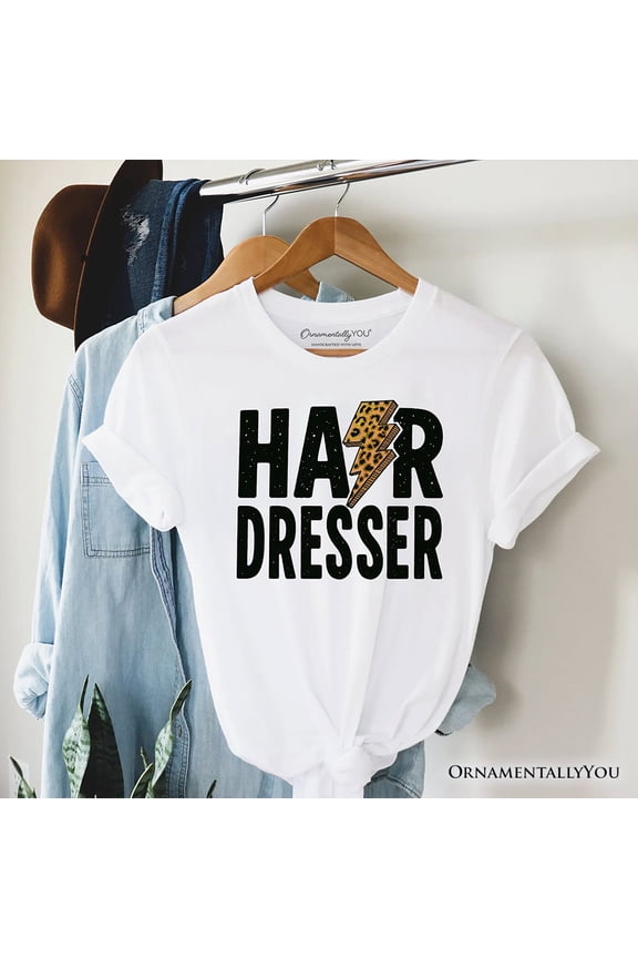 Hairdresser Leopard Lightning T-Shirt, Retro Stylist Tee