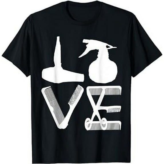 Hairdresser Love Hairdryer Scissors Barber Hair Brush T-Shirt