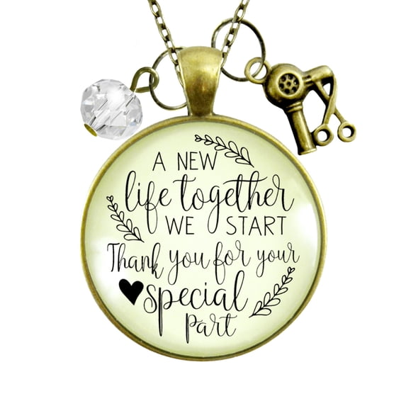 Hairdresser Wedding Necklace A New Life Gutsy Goodness Female Adult Bronze Metal Jewelry