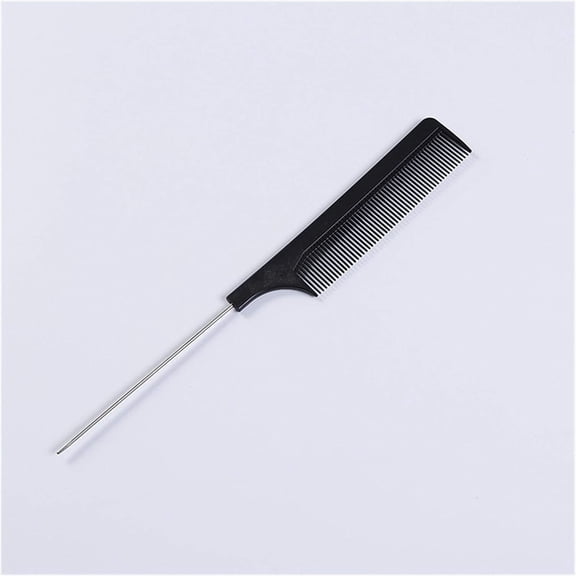 Hairdressing Comb 1PC Fine-Tooth Metal Pin Hairdressing Hair Styling Rat Tail Comb Black Plastic Fine-Tooth Hair Comb Beauty Tools Black 1PC